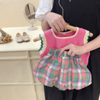 Conjunto Infantil Feminino Rosa e Xadrez