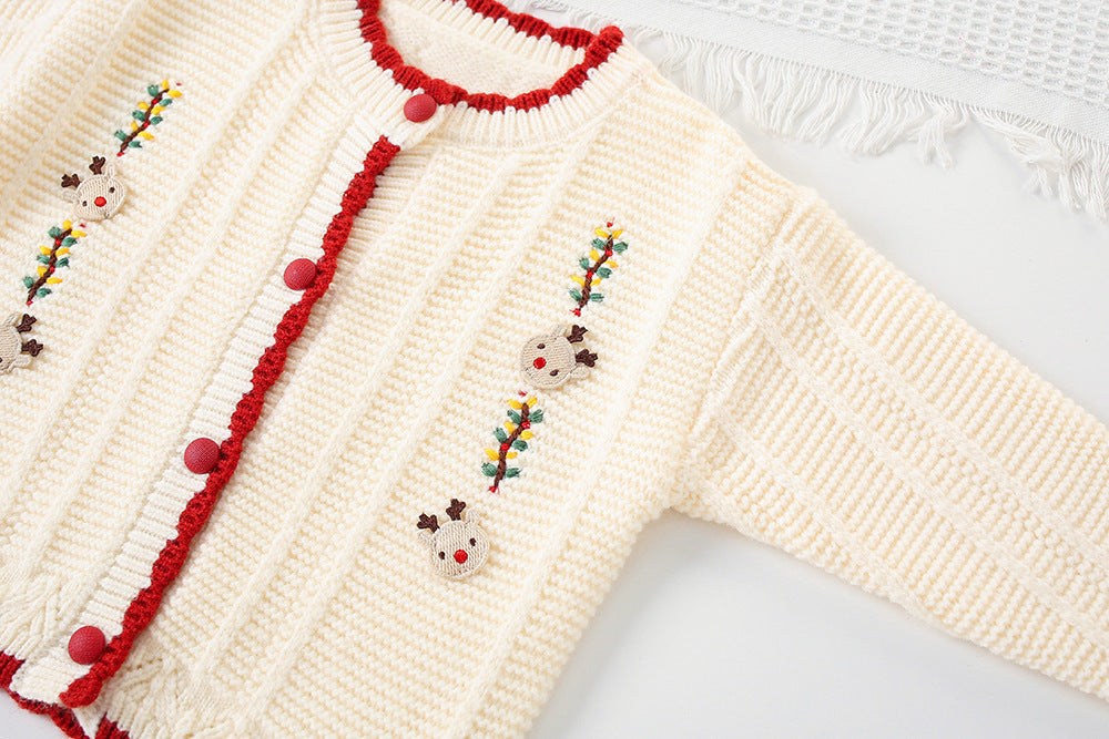 Cardigan Infantil Tricô Florzinhas