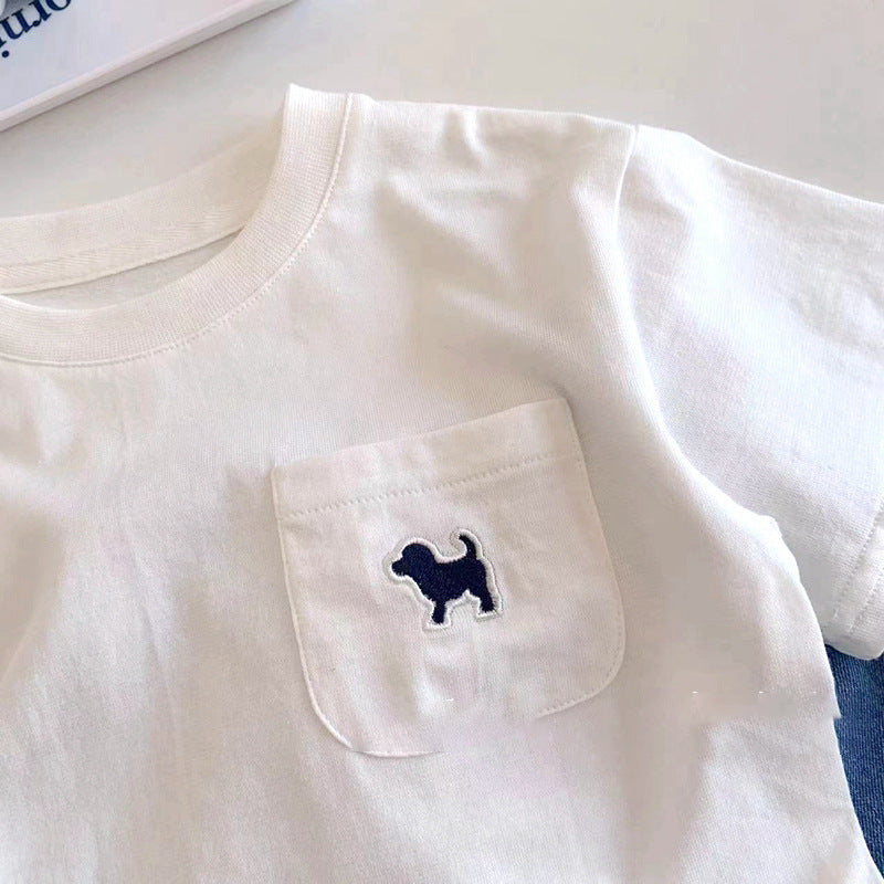 Camiseta Infantil Bolso Cachorrinho
