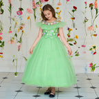 Vestido Infantil Verde Florzinhas e Lacinho