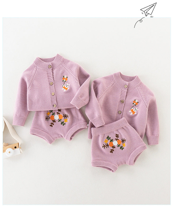 Conjunto Infantil Feminino Bordado Flores