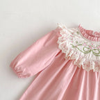 Vestido Infantil Rosa Bordadinho