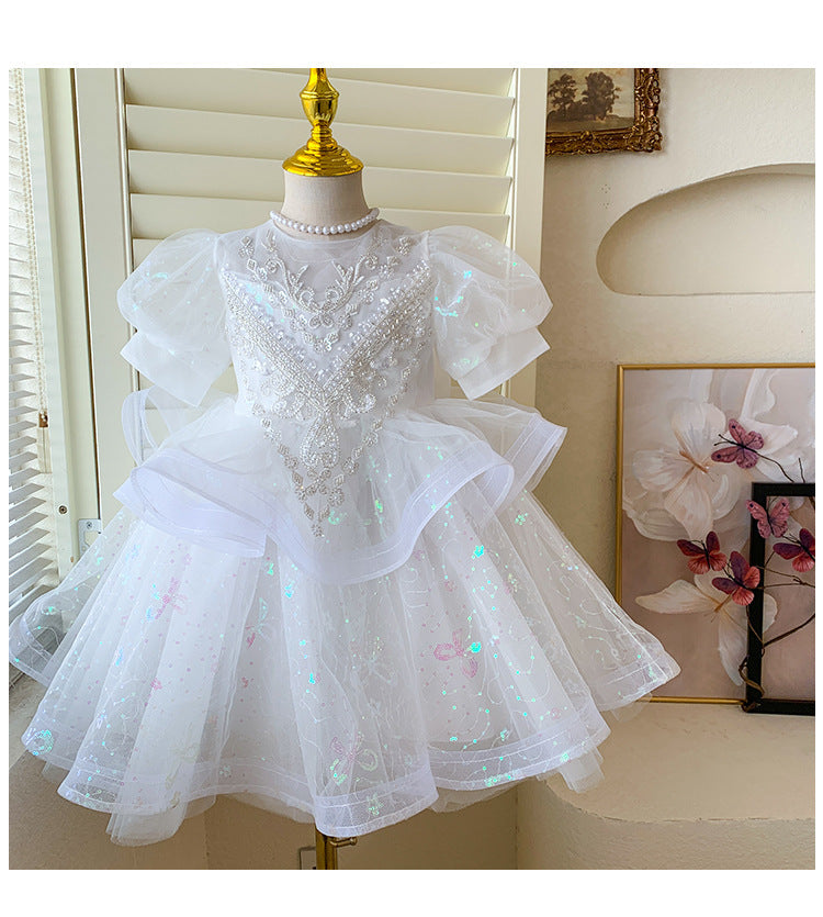 Vestido de Festa Infantil Bordado Brilhantes