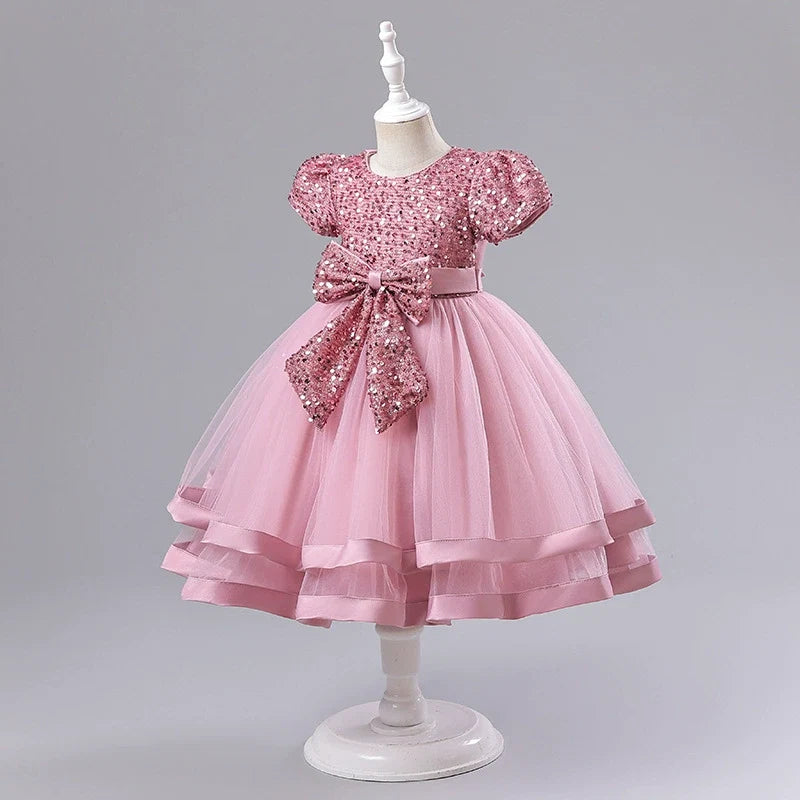 Vestido Infantil Brilhante Lacinho