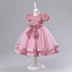 Vestido Infantil Brilhante Lacinho