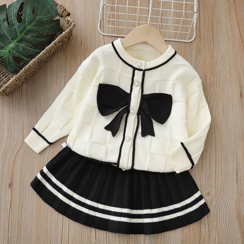 Conjunto Infantil Feminino Botões de Pérola Lacinho