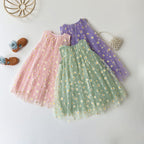 Vestido Infantil Tule Margaridas