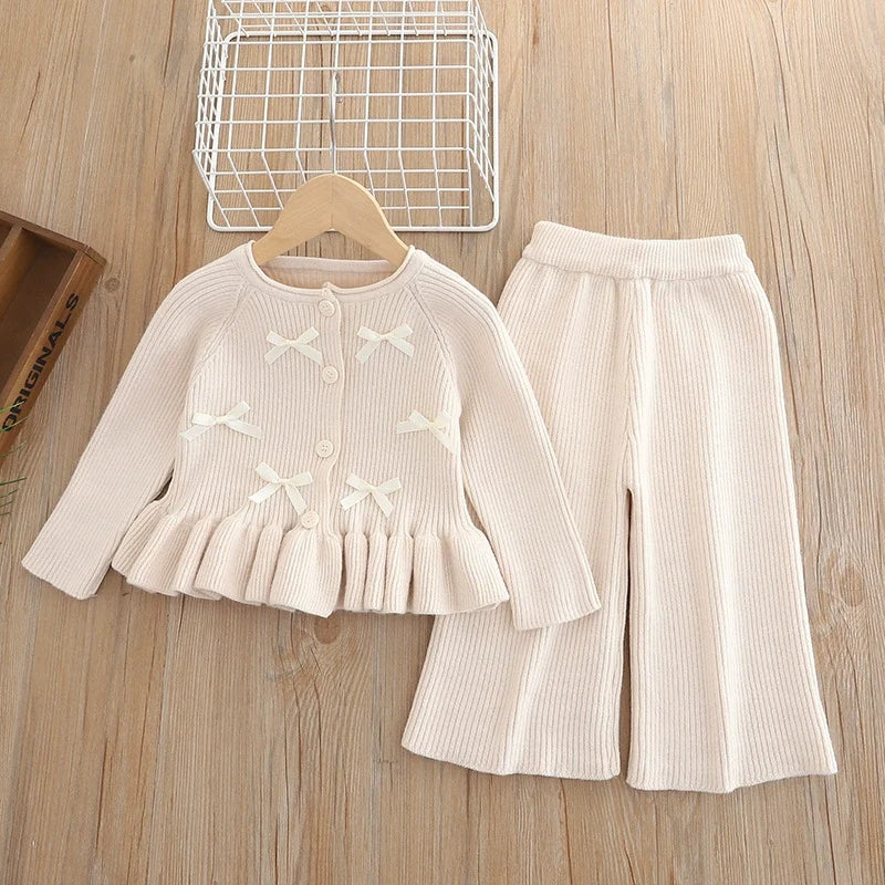 Conjunto Infantil Feminino Tricô Lacinhos