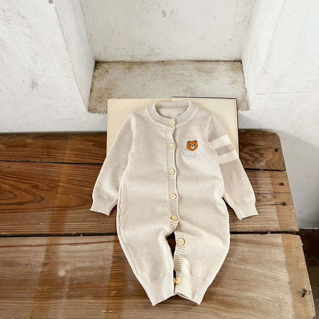 Macacão Infantil de Tricô Urso