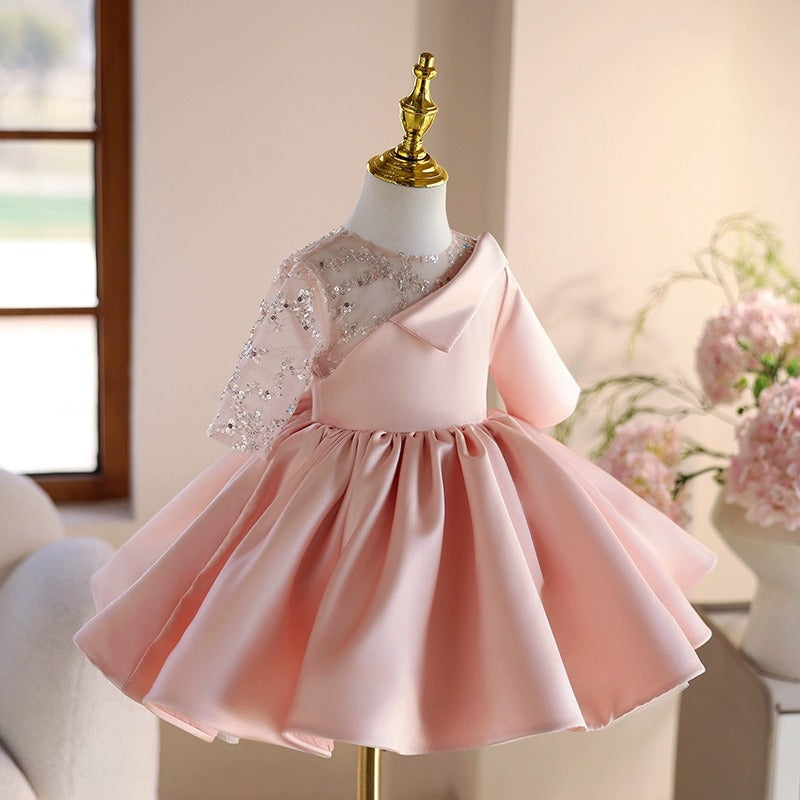 Vestido de Festa Infantil Rosa com Strass