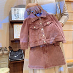 Conjunto Infantil Feminino Jeans Botões