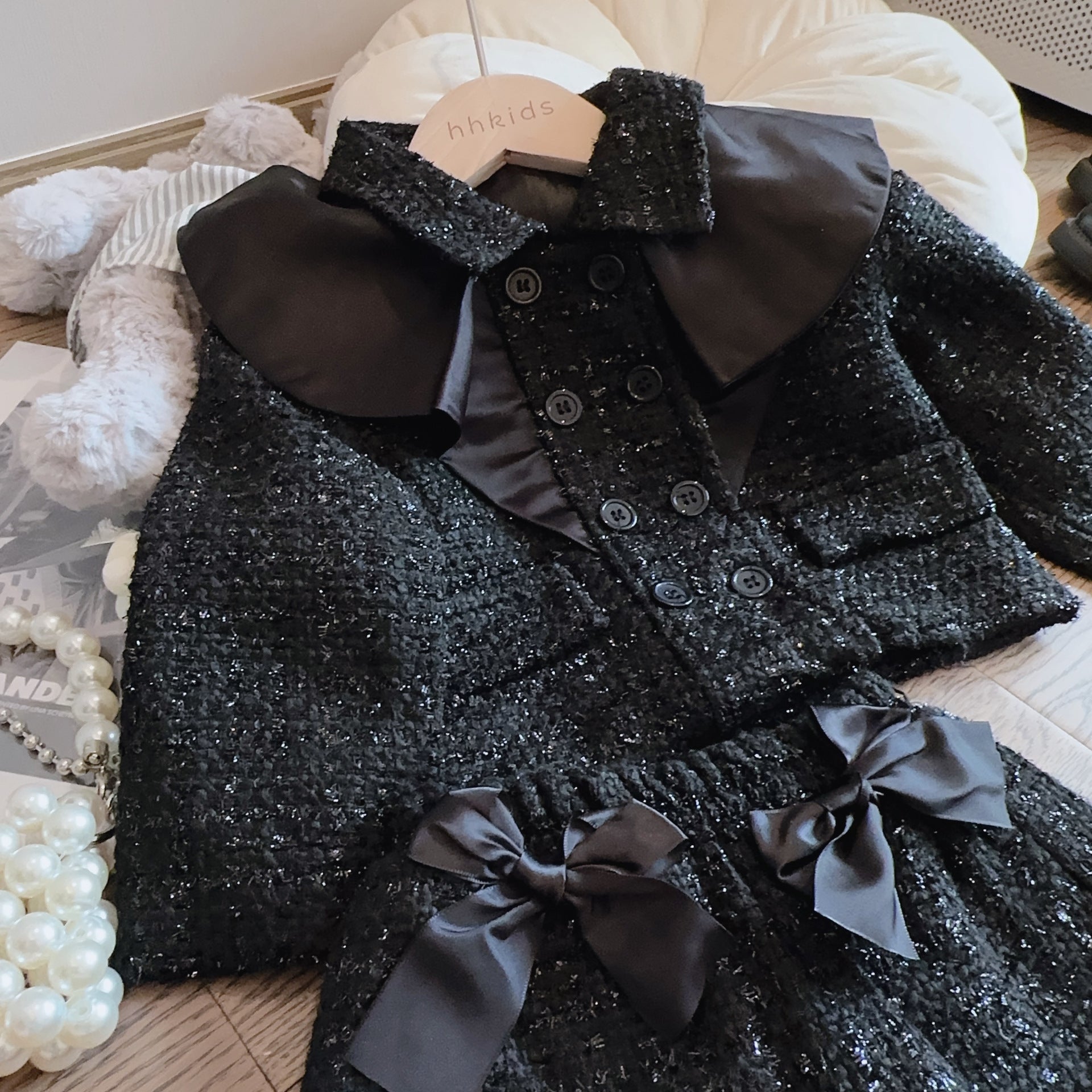 Conjunto Infantil Feminino Preto Lacinhos