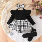 Conjunto Infantil Feminino Botões e Xadrez