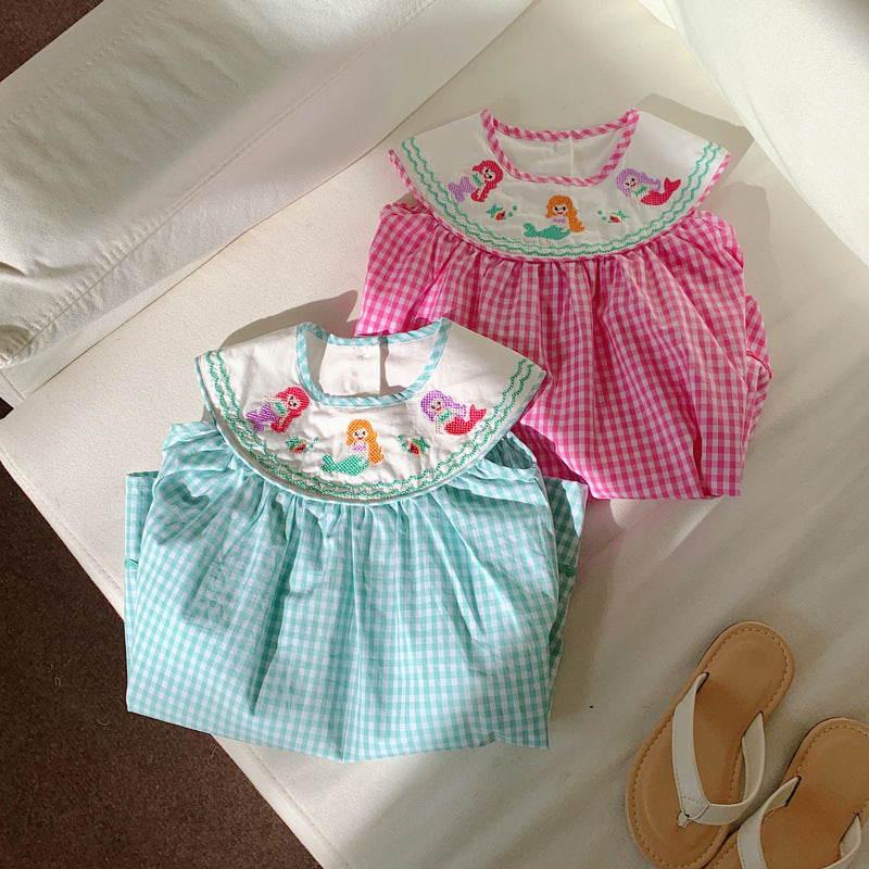 Vestido Infantil Xadrez Sereia