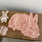 Conjunto Infantil Feminino De Tricô Florzinhas/ 2 Peças