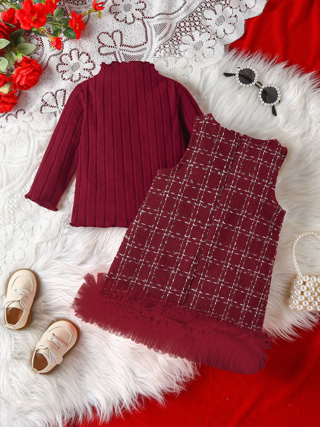 Vestido Infantil Tweed + Manga Longa