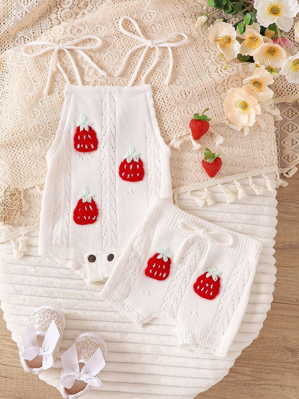 Conjunto Infantil Tricô Moranguinhos