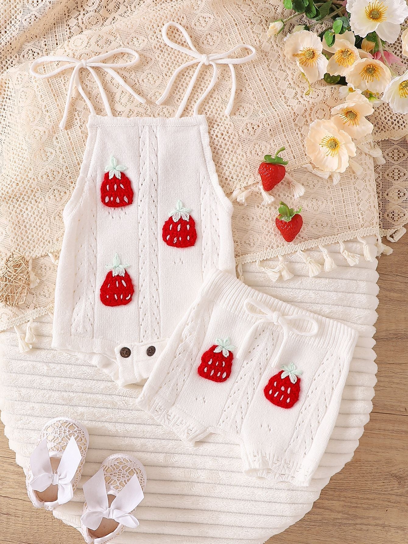 Conjunto Infantil Tricô Moranguinhos