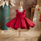 Vestido Infantil de Festa Vermelho Pérolas