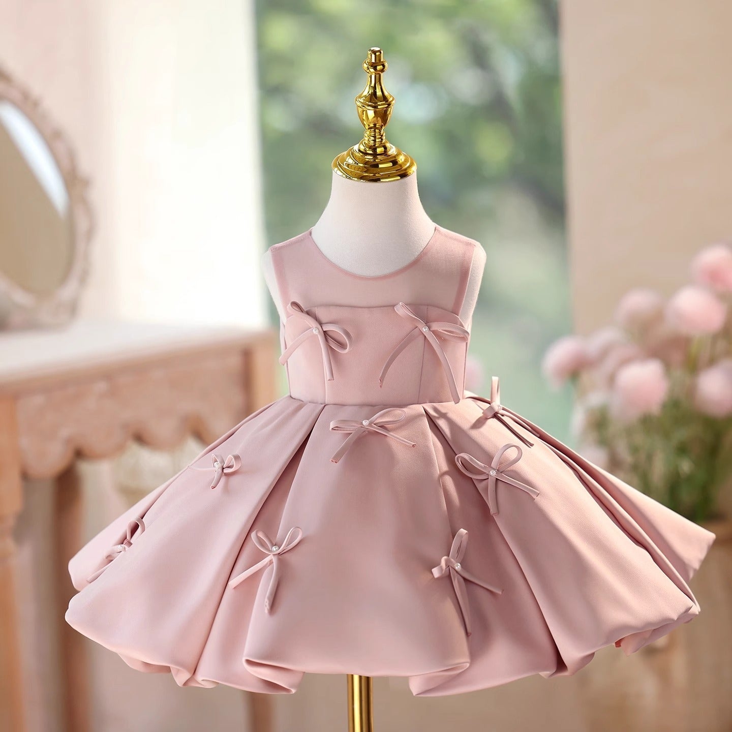 Vestido Infantil Rosa Lacinhos