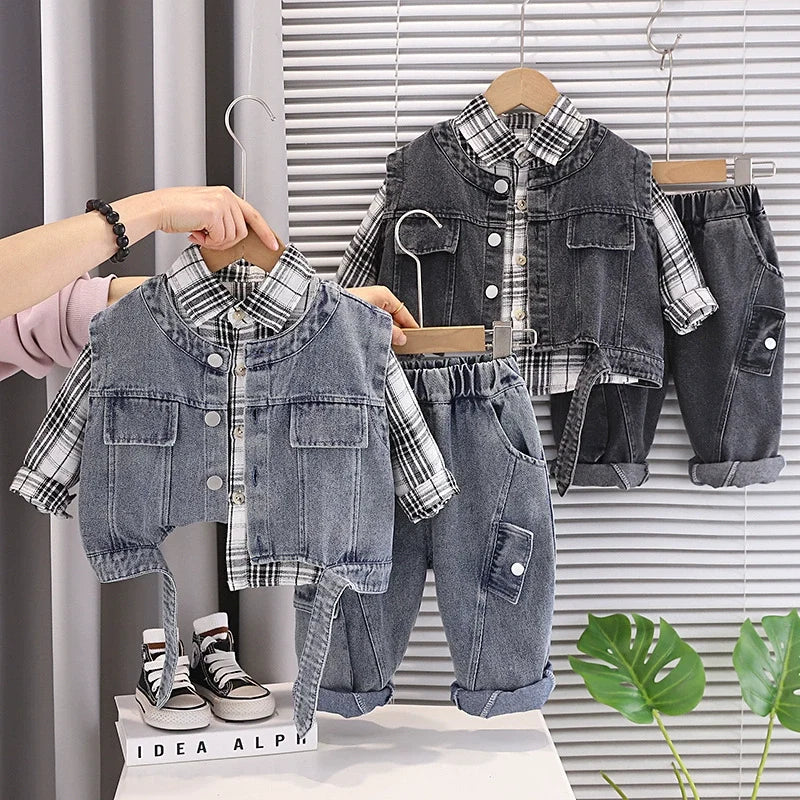Conjunto Infantil Masculino Jeans 3 Peças