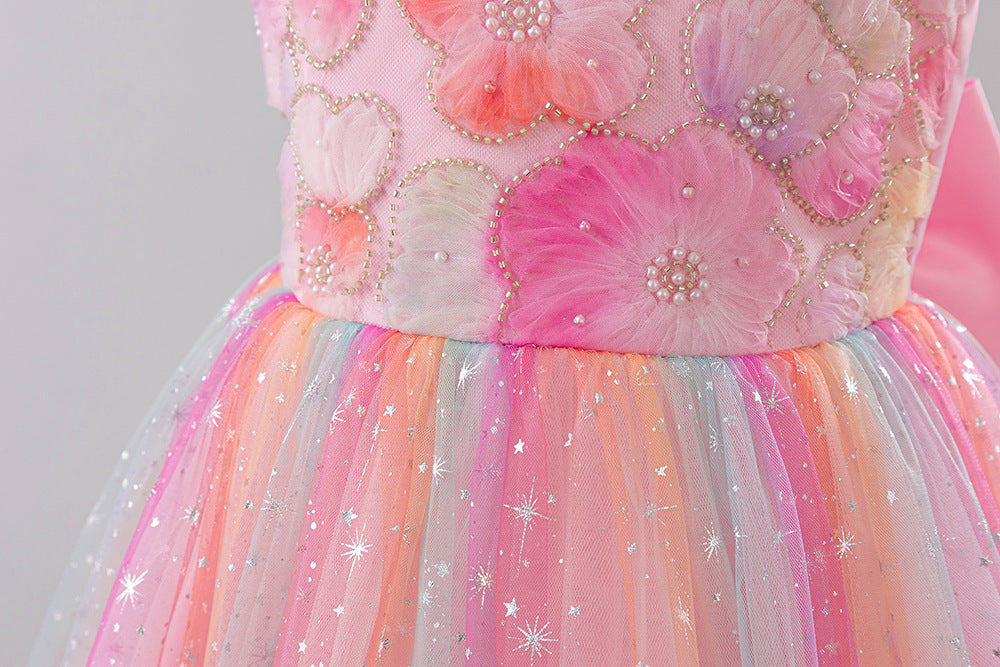 Vestido Infantil de Festa Longo Flores