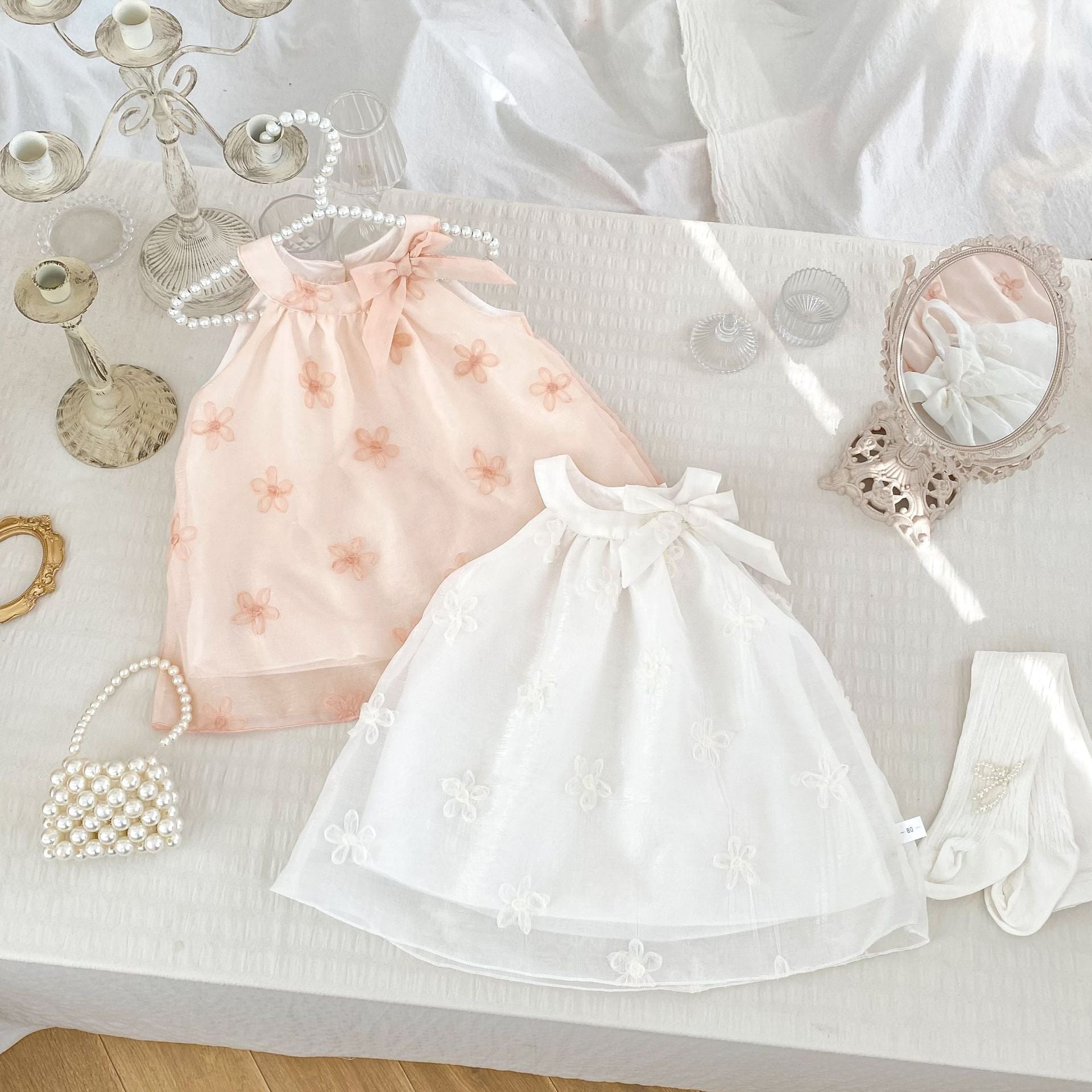 Vestido Infantil de Tule Florzinhas