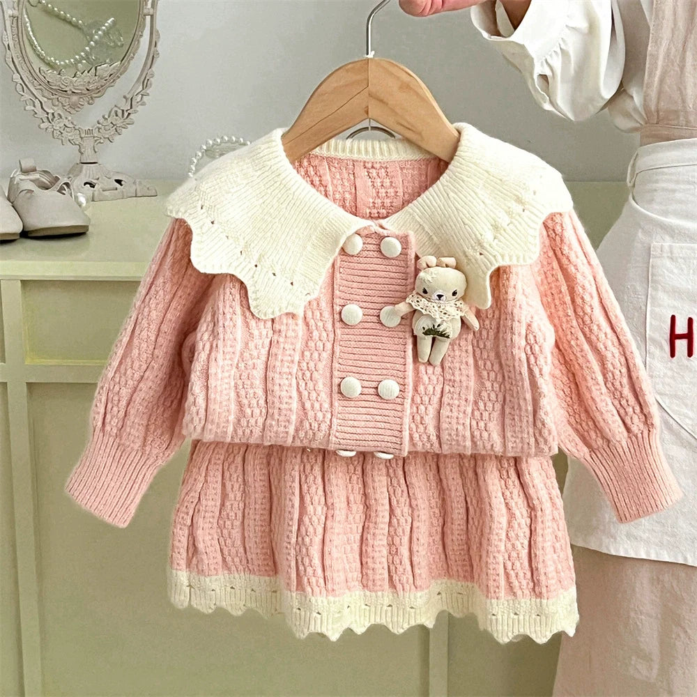Conjunto Infantil Feminino Tricô Coelhinho