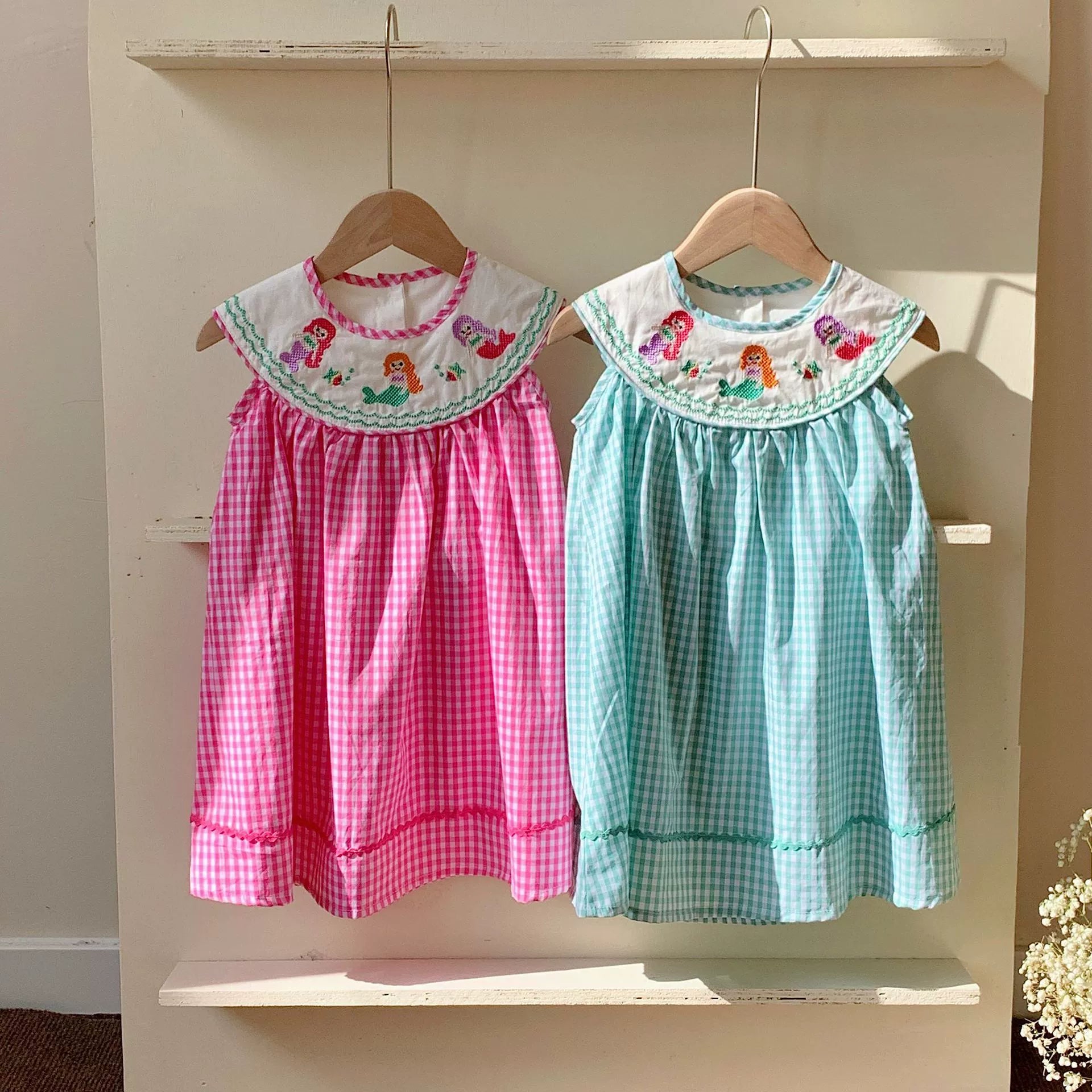 Vestido Infantil Xadrez Sereia