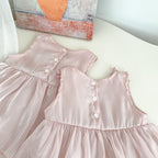 Body/ Vestido Infantil Rosa Tulipas