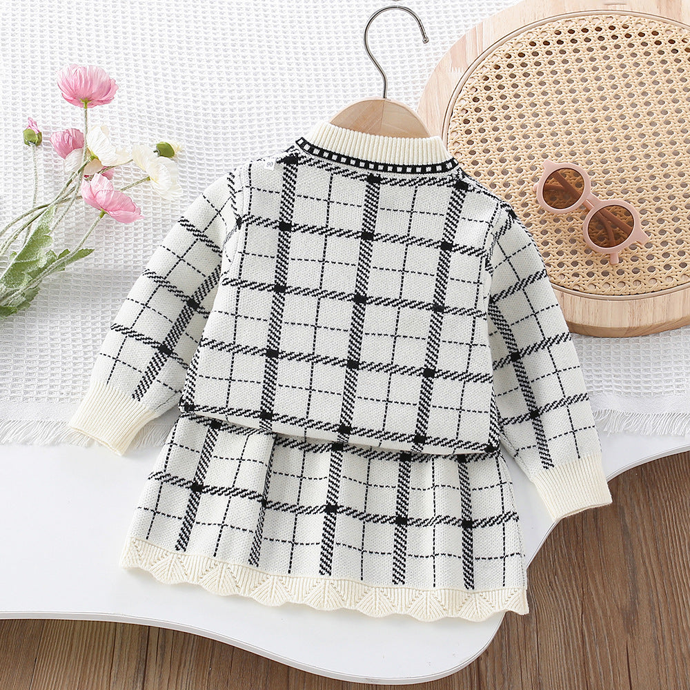 Conjunto Infantil Feminino Xadrez Lacinho