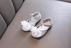 Sapato Infantil Feminino Brilhante com Flores