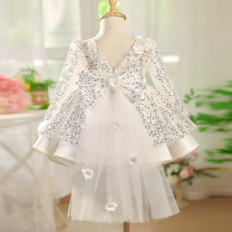Vestido De Festa Infantil Brilhante Lacinho