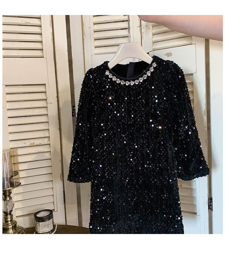 Vestido Infantil Preto de Lantejoulas