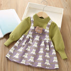 Vestido Infantil Tricô Ursinho Gatinho