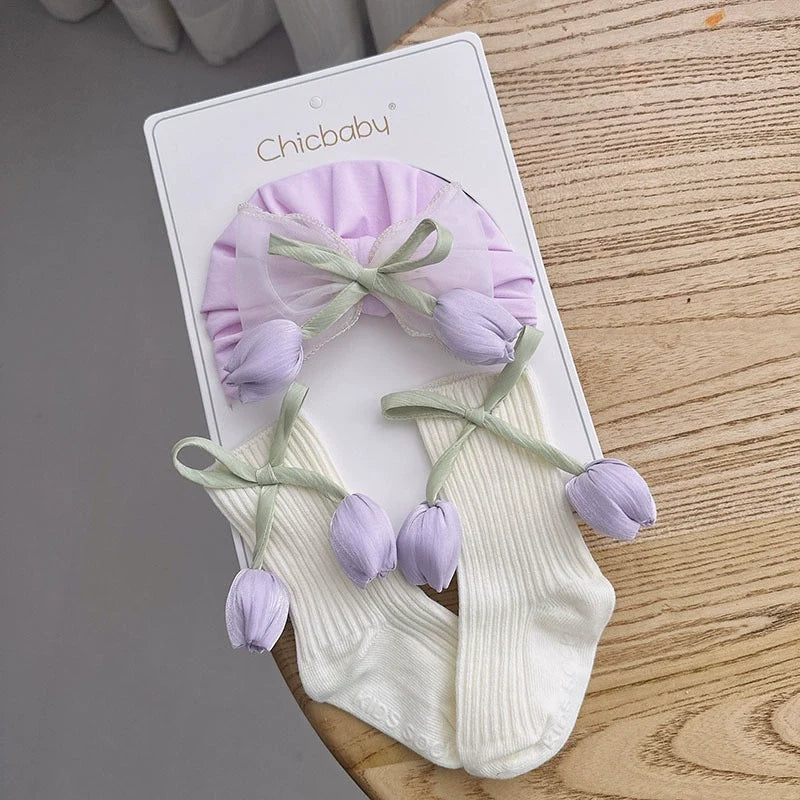 Meia + Chapéu Florzinha