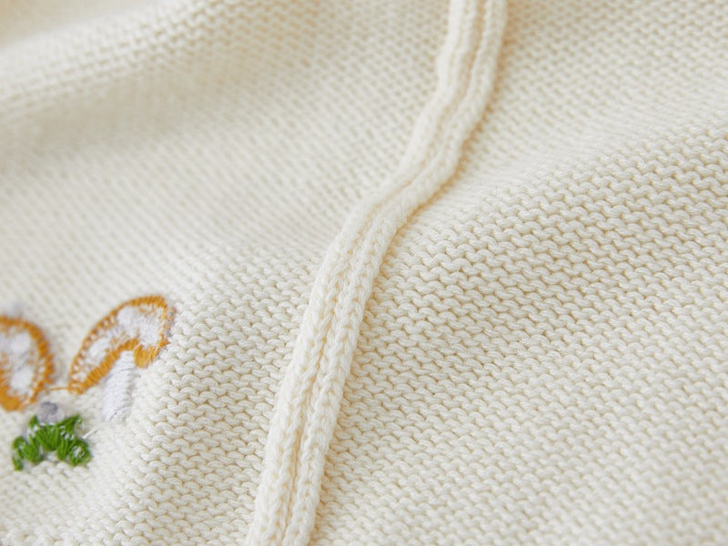 Cardigan Infantil De Tricô Cogumelo