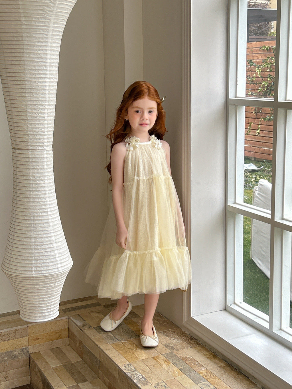 Vestido Infantil Tule Alça Florzinhas
