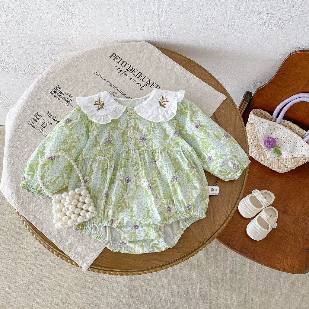 Body Infantil Verde Floral