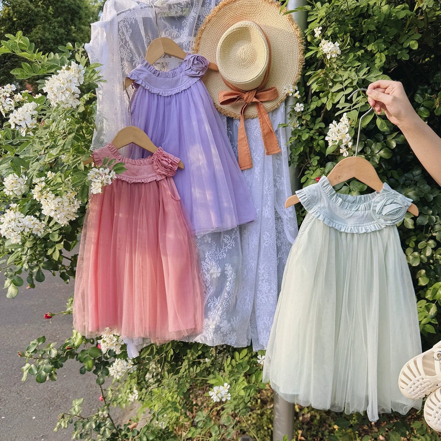 Vestido Infantil de Tule Flor