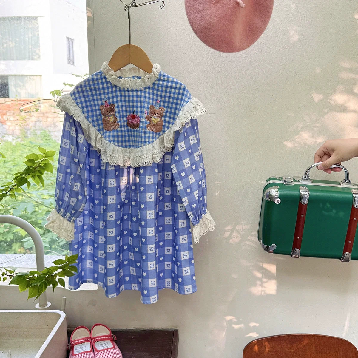 Vestido Infantil Corações Ursinhos