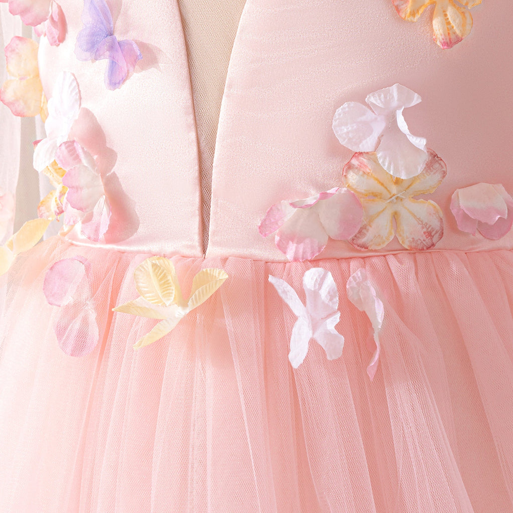 Vestido Infantil de Festa Flores Tule