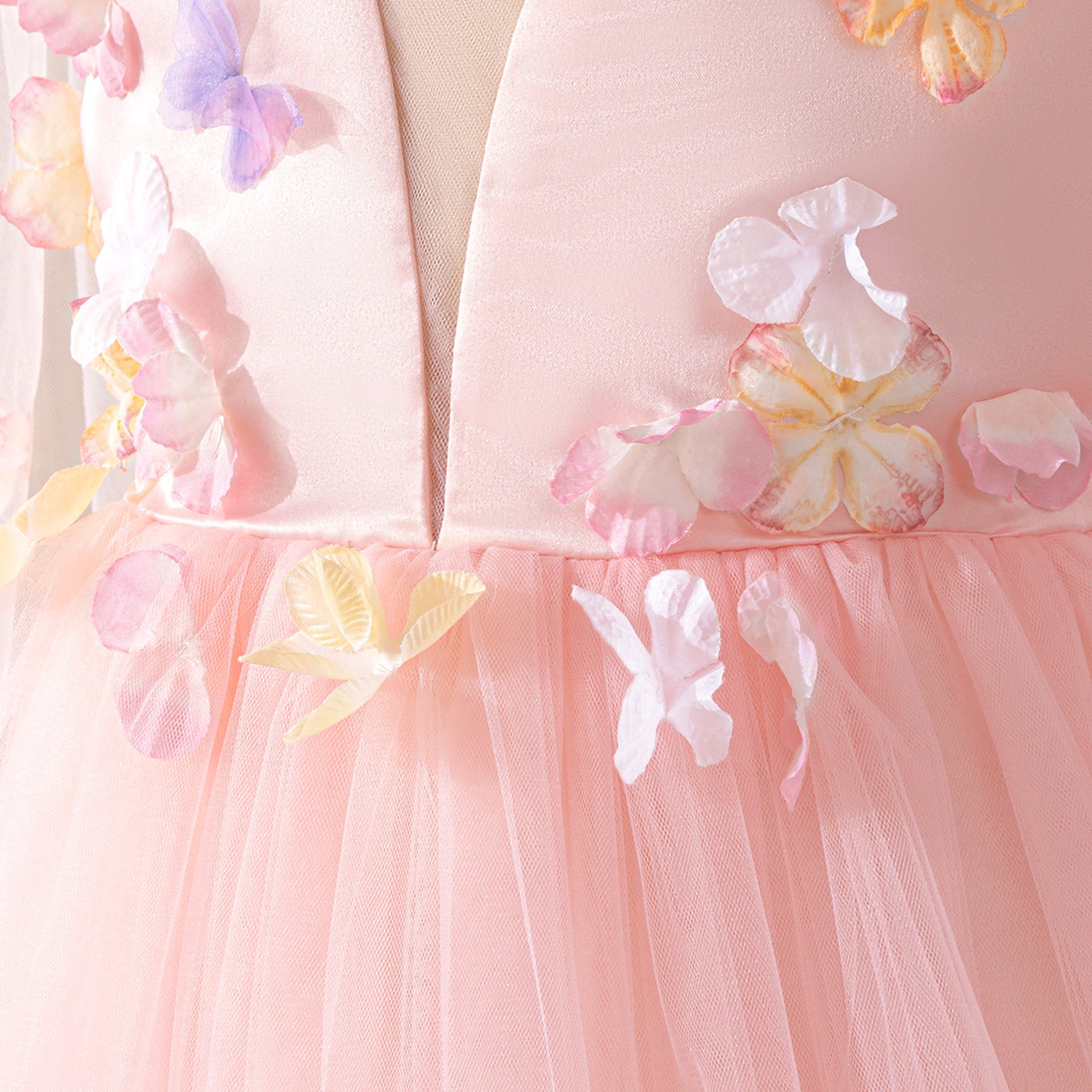 Vestido Infantil de Festa Flores Tule