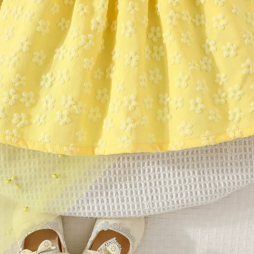 Vestido Infantil Amarelo Florzinhas