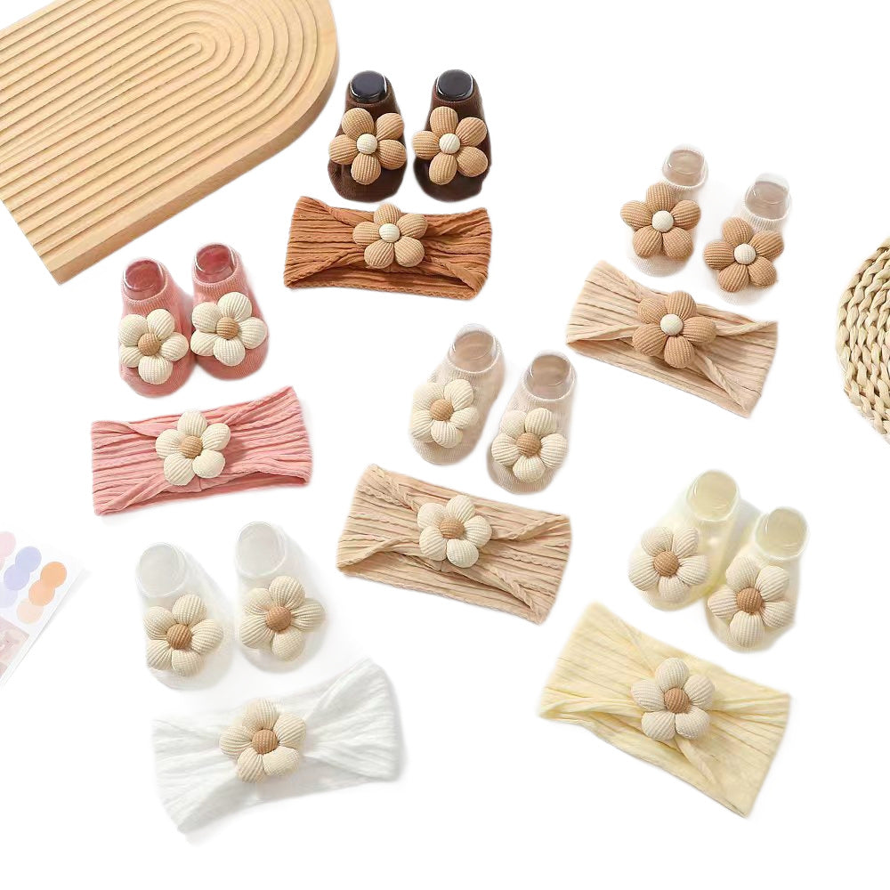 Kit Meia + Faixinha Infantil Florzinha