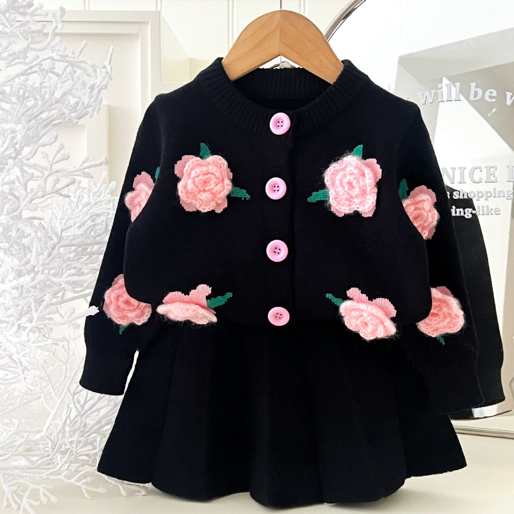 Conjunto Infantil Tricô Mussi Inverno Flores