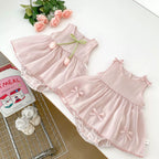 Body/ Vestido Infantil Rosa Tulipas
