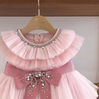 Vestido Infantil Tule Laçinho Brilhante