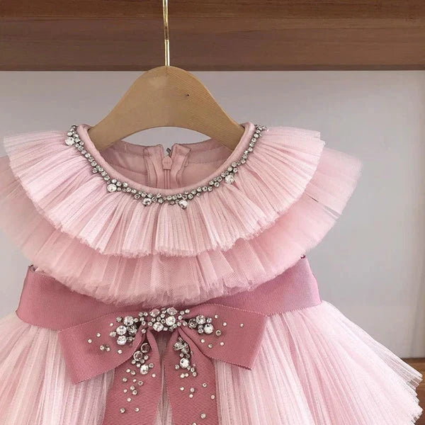 Vestido Infantil Tule Laçinho Brilhante