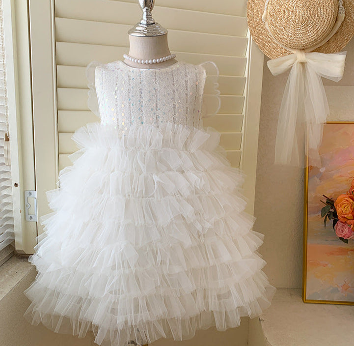 Vestido Infantil De Festa Tule Asa